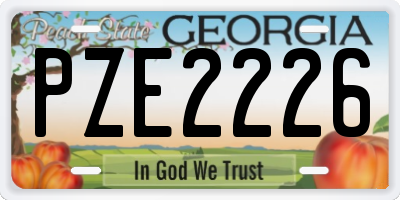 GA license plate PZE2226