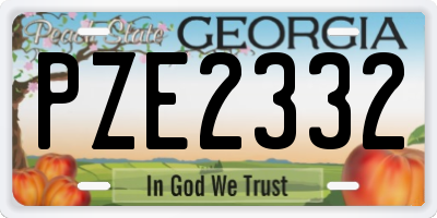 GA license plate PZE2332