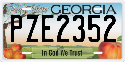 GA license plate PZE2352