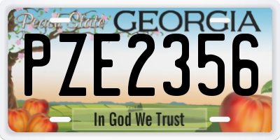 GA license plate PZE2356