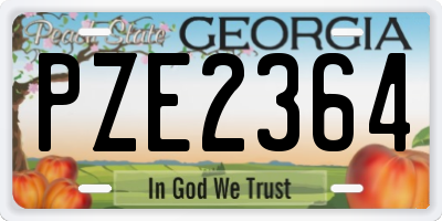 GA license plate PZE2364