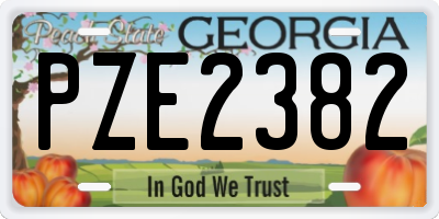 GA license plate PZE2382