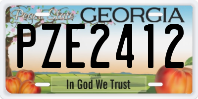 GA license plate PZE2412