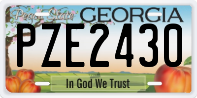 GA license plate PZE2430