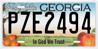 GA license plate PZE2494