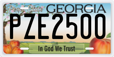 GA license plate PZE2500