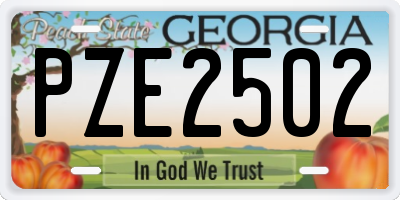 GA license plate PZE2502