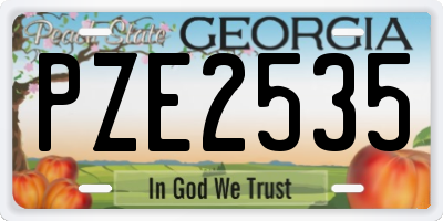 GA license plate PZE2535