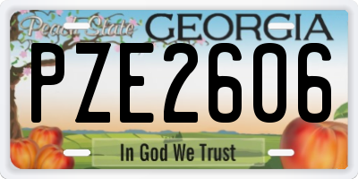 GA license plate PZE2606