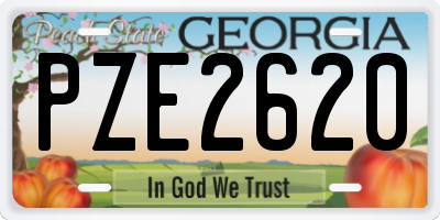 GA license plate PZE2620