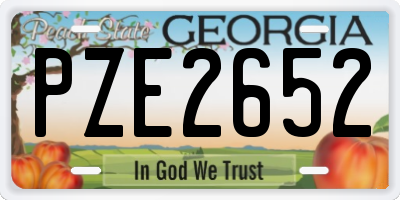 GA license plate PZE2652