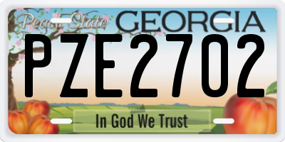 GA license plate PZE2702