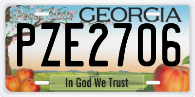 GA license plate PZE2706
