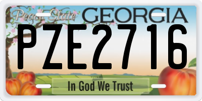 GA license plate PZE2716