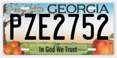 GA license plate PZE2752