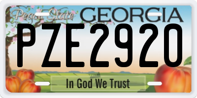 GA license plate PZE2920