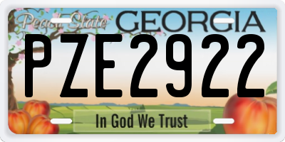 GA license plate PZE2922