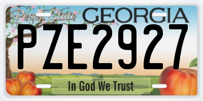 GA license plate PZE2927