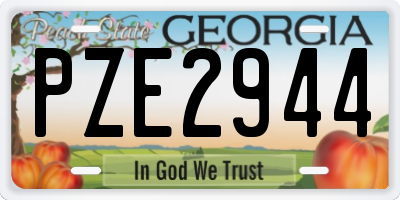 GA license plate PZE2944