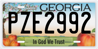 GA license plate PZE2992