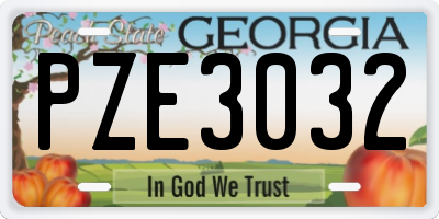 GA license plate PZE3032