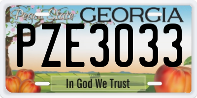 GA license plate PZE3033