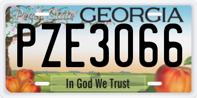 GA license plate PZE3066