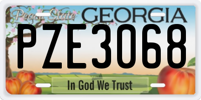 GA license plate PZE3068