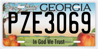 GA license plate PZE3069