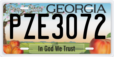 GA license plate PZE3072