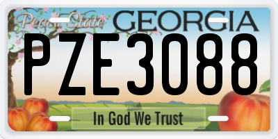 GA license plate PZE3088