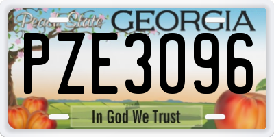 GA license plate PZE3096