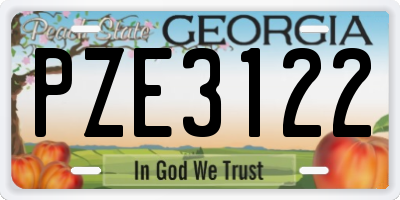 GA license plate PZE3122