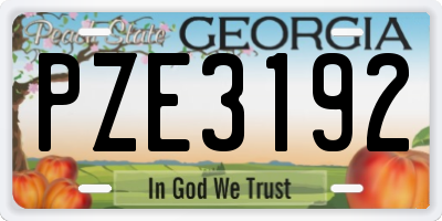 GA license plate PZE3192