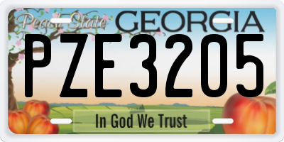GA license plate PZE3205