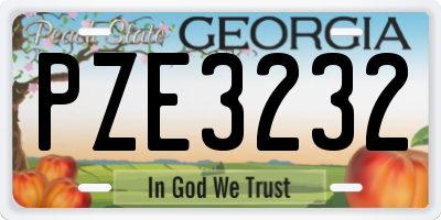 GA license plate PZE3232