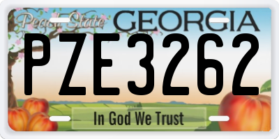 GA license plate PZE3262