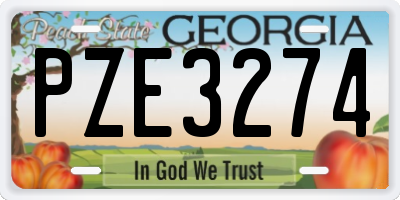 GA license plate PZE3274