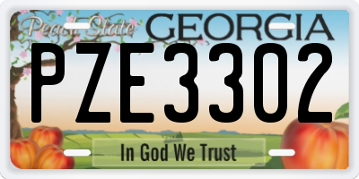 GA license plate PZE3302