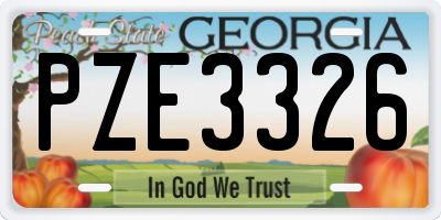 GA license plate PZE3326