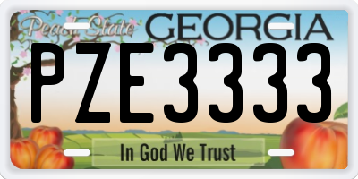 GA license plate PZE3333