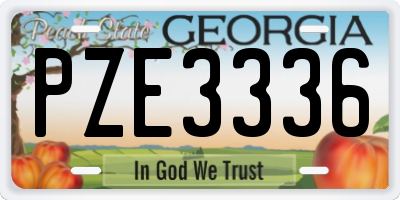 GA license plate PZE3336