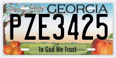 GA license plate PZE3425