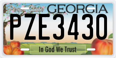 GA license plate PZE3430