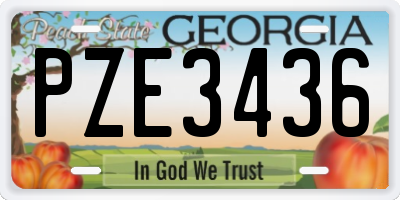 GA license plate PZE3436