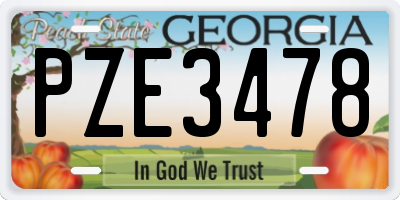 GA license plate PZE3478