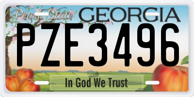 GA license plate PZE3496