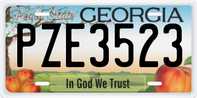 GA license plate PZE3523