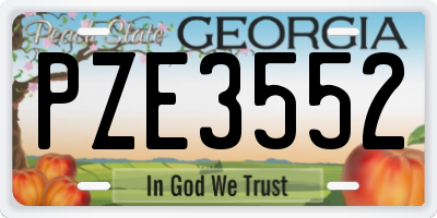 GA license plate PZE3552