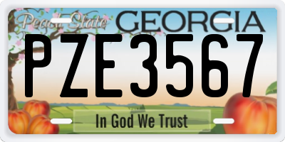 GA license plate PZE3567